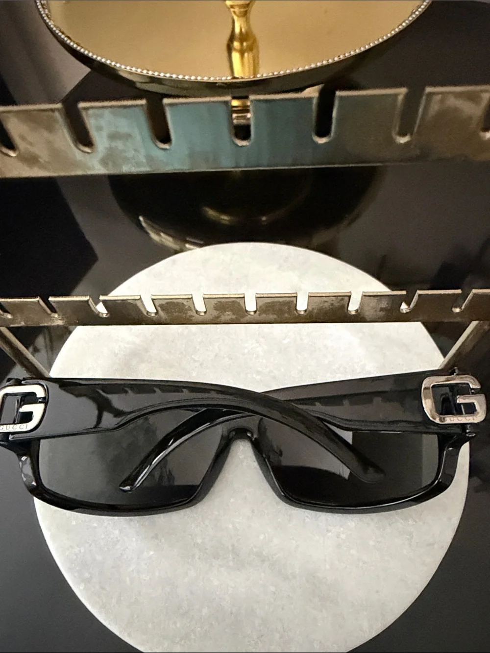 Gucci Black Rectangular Logo Sunglasses